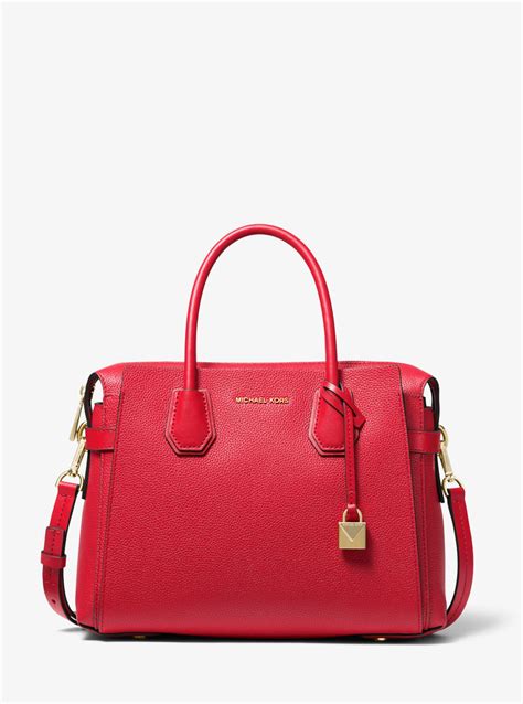 michael kors mercer large satchel red signature|michael kors camille medium satchel.